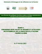 Séance 2 : Concurrence entre projets de réformes et luttes inter-institutionnelles sur la conception de la politique foncière au Bénin